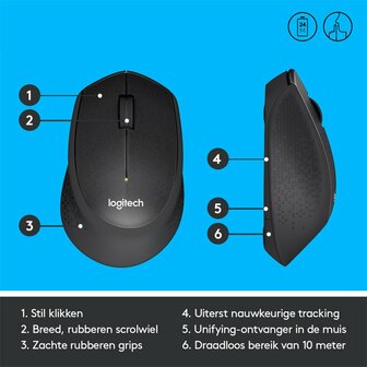 Logitech M330 Stille Draadloze Muis - Zwart