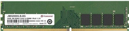 Transcend JetRam | 1x8GB DDR4 | 3200MHz | DIMM | CL22 | Geheugenmodule | RAM