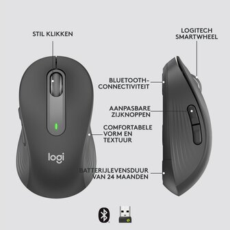 Logitech Signature M650 Draadloze Muis + BT - Grafiet