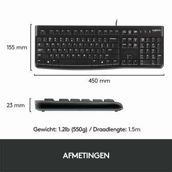 Logitech K120 Zakelijk Bedraad Toetsenbord QWERTY - Retail