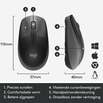 Logitech M190 Draadloze Muis - Zwart