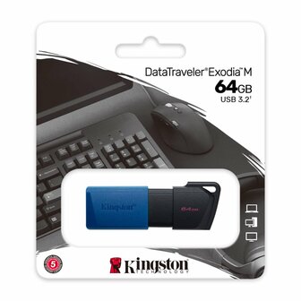 Kingston Technology DataTraveler Exodia M USB flash drive 64 GB USB Type-A 3.2 Gen 1 (3.1 Gen 1) Zwart, Blauw