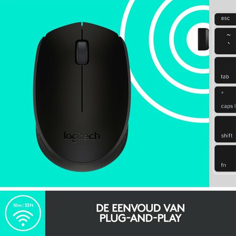 Logitech M171 Draadloze Muis - Zwart