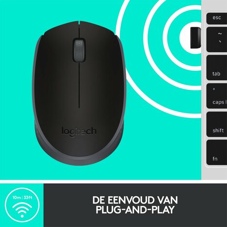 Logitech M171 Draadloze Muis - Zwart