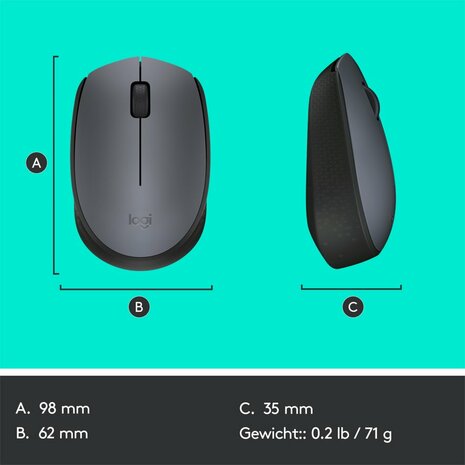 Logitech M170 Draadloze Muis - Grijs