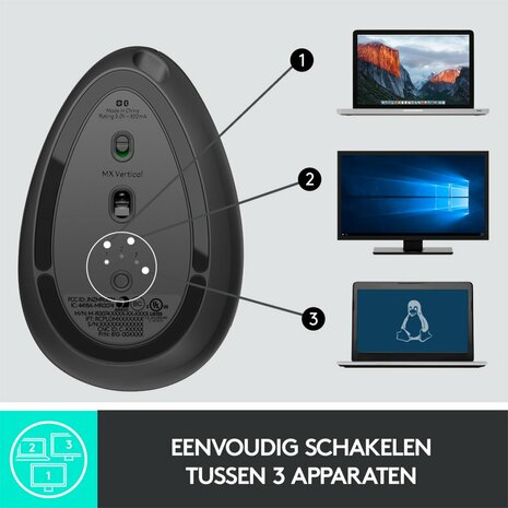 Logitech MX Verticale Draadloze Muis - Zwart