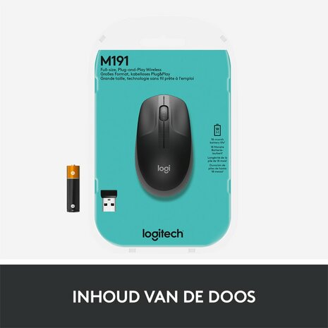 Logitech M190 Draadloze Muis - Zwart