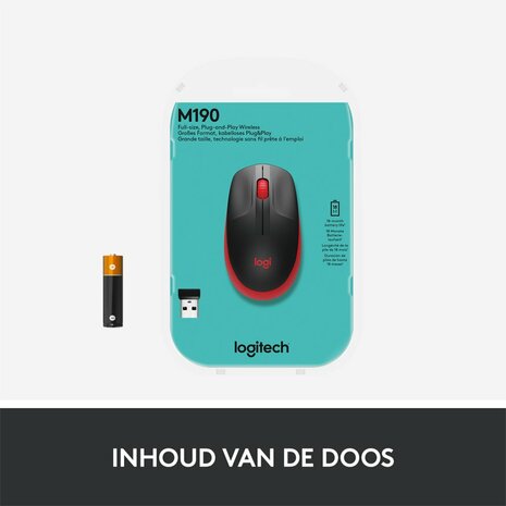 Logitech M190 Draadloze Muis - Rood