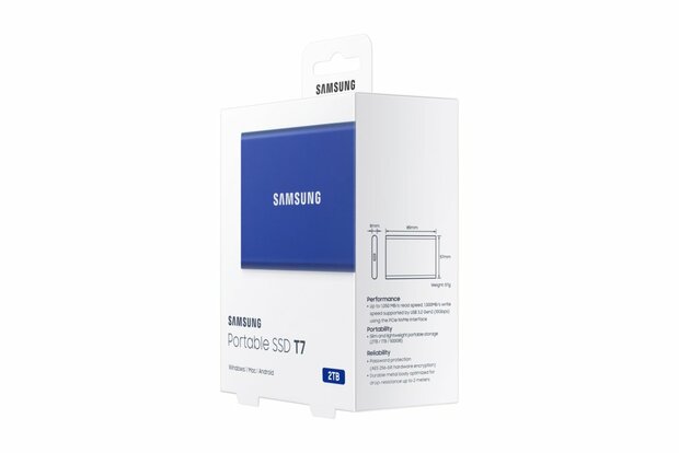 Samsung T7 2TB Portable SSD - 1.050MB/s Blauw