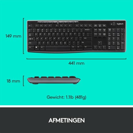 Logitech MK270 Draadloze Muis en Toetsenbordcombo QWERTZ