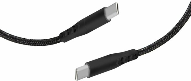 Mobiparts USB-C naar USB-C gevlochten kabel 2A 1m zwart