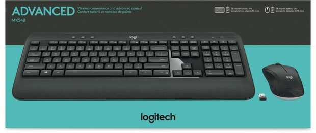 Logitech MK540 toetsenbord RF Draadloos QWERTY US International Zwart, Wit