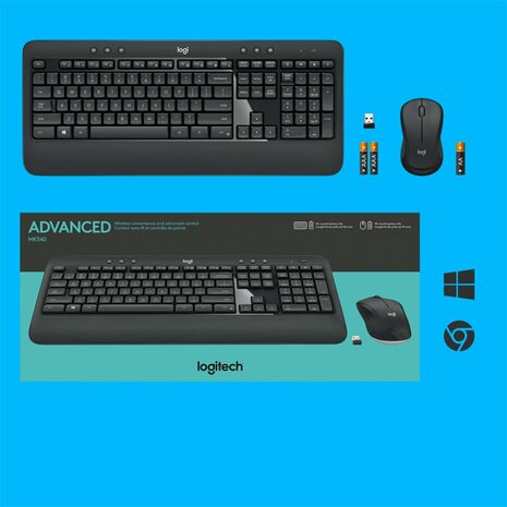 Logitech MK540 toetsenbord RF Draadloos QWERTY US International Zwart, Wit